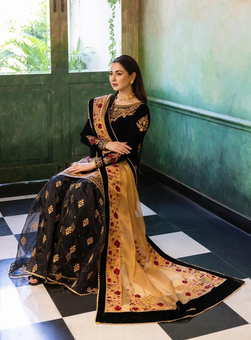 Zainab Chottani Velvet Dress Winter Collection Design